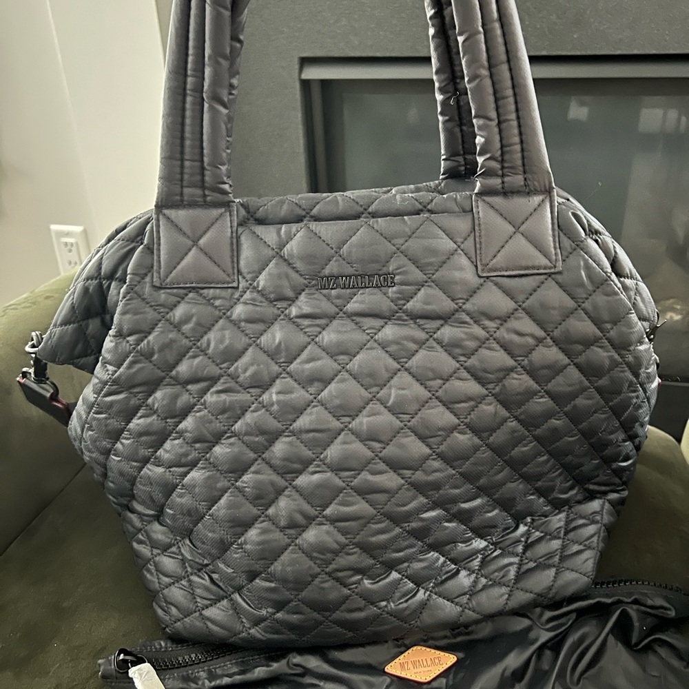 MZ Wallace Medium Metro Deluxe Quilted Tote Bag in Black